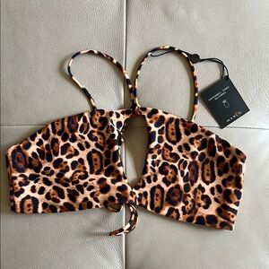 Skatie Leopard Print Brown and Black Women’s Swim Top